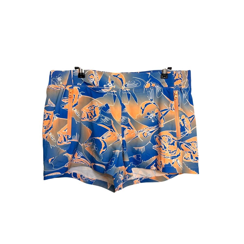 Columbia PFG Tidal II Shorts Womens Large Blue Orange Fish Print Omni-Shade